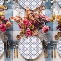 Assiette à dîner en porcelaine du maroc plats floraux rétro ensembles de vaisselle de mariage en porcelaine porcelaine ensembles d'assiettes en céramique pour Restaurant