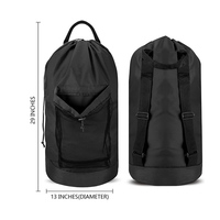 Sac à linge pliable en tissu polyester durable avec bretelles et poche en filet, panier à linge de salle de bain avec cordon de serrage