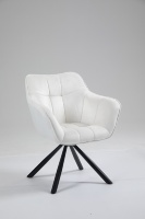 Fauteuil pivotant moderne et durable avec base métallique à 4 étoiles, blanc, garantie 3 ans, pour salon, bureau, réception, salle de séjour
