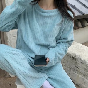 <span class=keywords><strong>Pigiama</strong></span> Invernale Lungo <span class=keywords><strong>in</strong></span> <span class=keywords><strong>Pile</strong></span> Corallo da Donna, Tinta Unita, Morbido e Caldo, Set <span class=keywords><strong>Pigiama</strong></span> Spesso per Ragazza - Product Image 3