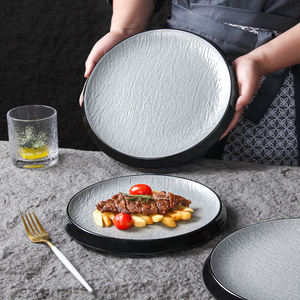 Assiette de restaurant jetable en mélamine, écologique, non toxique, durable, incassable, avec motif de pierre <span class=keywords><strong>grise</strong></span>, passe au lave-vaisselle - Product Image 3