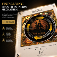 Regalo de Halloween, Lámpara Nocturna DIY OEM, 9 Discos de Vinilo Intercambiables, Altavoz de Audio, Reproductor de Música con Disco Giratorio NFC, Imán para Refrigerador