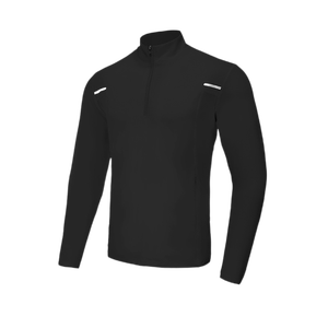 Camiseta de gimnasio de manga larga elegante personalizada Simple a prueba de viento para exteriores con diseño de cremallera cómoda ropa informal para correr para hombres - Product Image 1