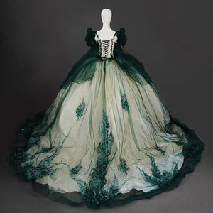 Abito da Quinceañera Jancember WC044 Verde Smeraldo con Paillettes, Abito da Sposa con Mantellina, per Festa di Compleanno dei 16 Anni e Banchetti - Product Image 4