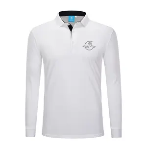 CT35 custom polyester linen 3d logo sport oversize plain long solid fall loose top white sleeve golf polo t shirt for women men