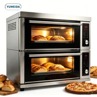 Horno Eléctrico Comercial de Doble Piso y Cuatro Bandejas, Ideal para Panaderías, Pizzerías y Reposterías