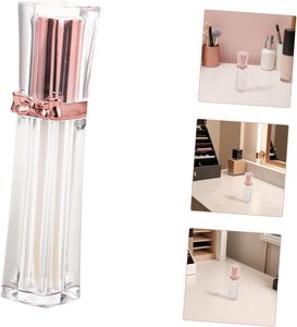 Tube de brillant à lèvres carré transparent personnalisé de luxe en plastique avec couvercle nœud or rose, impression couleur personnalisée, base de rouge à lèvres vide pour cosmétiques - Product Image 4