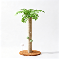 CocoPalm 70cm Arbre à chat en forme de palmier en bois d'hévéa, écologique et sûr, griffoir à 4 niveaux en chanvre blanc, palmier artificiel