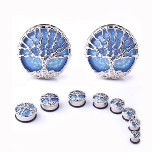 Utilisé dans les oreilles étirées, outils médicaux pour protège-<span class=keywords><strong>oreille</strong></span>, incrustation, 5 pièces, en acier médical, opale bleue, <span class=keywords><strong>arbre</strong></span> <span class=keywords><strong>de</strong></span> <span class=keywords><strong>vie</strong></span> - Product Image 4