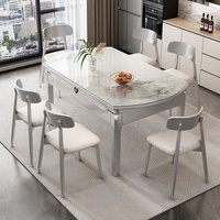 Ensemble de table et chaises de salle à manger rectangulaire extensible en marbre et bois, design moderne et luxueux, 4, 6 ou 8 places, pour restaurant et cuisine, meubles complets.