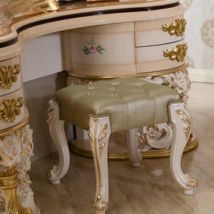 Tocador de Maquillaje Cómodo de Alta Calidad, Tallado a Mano en Madera Maciza Antigua, Mesa de Dormitorio Estilo Francés con Espejo - Product Image 2