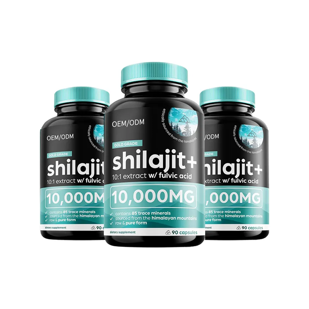 Hot sale Shilajit Capsules with Ashwagandha Panax Ginseng Energy Booster 60 counts