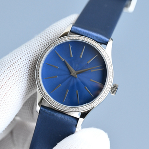 Reloj de Diseño Minimalista, Elegante y Lujoso, con Bisel con Incrustaciones de Diamantes, Correa de Cuero, Caja Delgada, Estilo Clásico Formal - Product Image 4