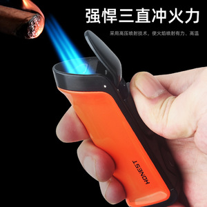 Encendedor de Cigarros JOFI con Triple Llama, Resistente al Viento, Recargable, Color Naranja, Regalo Empresarial - Product Image 2