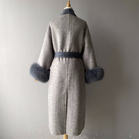 Manteau d'hiver en laine à manches longues pour femmes, style européen, nouveaux manteaux en laine slim pour femmes, manteaux longs en laine de luxe avec grand col en fourrure pour femmes