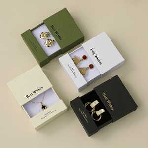 Cajas de cajones de papel ecológicas personalizadas, revestimiento de esponja en relieve de laminación mate, embalaje de joyería para anillos, pulsera, caja de regalo - Product Image 1