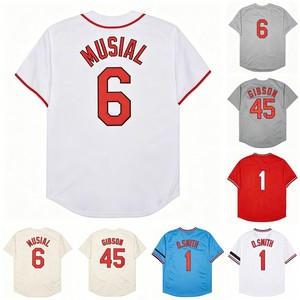 Maillots de baseball cousus pour hommes 1 Ozzie <span class=keywords><strong>Smith</strong></span> 6 <span class=keywords><strong>Stan</strong></span> 45 Bob Gibson 2 Red Schoendienst S-3XL - Product Image 1