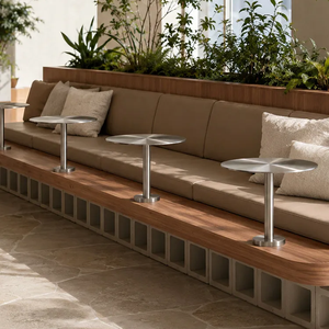 <span class=keywords><strong>Tavolo</strong></span> Rotondo <span class=keywords><strong>da</strong></span> <span class=keywords><strong>Esterno</strong></span> in Acciaio Inox Industriale, Montato a <span class=keywords><strong>Parete</strong></span>, per Giardino, Caffetterie, Bar, Hotel, Ristoranti - Product Image 6