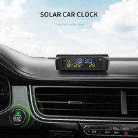 Horloge numérique solaire pour voiture avec écran LCD pour l'heure, la date et la température intérieure, idéale pour la décoration de véhicules en extérieur