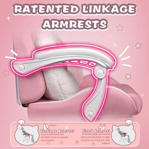Chaise de jeu rose mignonne avec oreilles de chat Chaise d'ordinateur ergonomique avec repose-pieds Chaise de jeu PC inclinable pour fille <span class=keywords><strong>ado</strong></span> enfants - Product Image 5