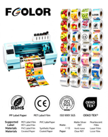 Imprimante d'étiquettes UV Fcolor, nouvelle vente chaude, machine numérique à jet d'encre pour l'impression d'autocollants, d'étiquettes en cristal et de décalcomanies pour les ateliers d'impression.