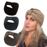Diademas grandes de lana lisas para mujer, accesorios para el cabello trenzados, de diseñador, para invierno, 2022