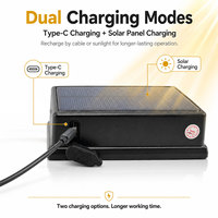 Banco de Energía Magnético con Energía Solar, DC 12V 15000mAh, Base de Batería Recargable de Superficie Plana para Cámara Inalámbrica de Montacargas