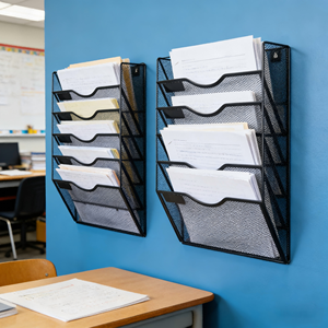 Organisateur de fichiers <span class=keywords><strong>mural</strong></span> en maille à 5 poches, <span class=keywords><strong>porte</strong></span>-documents <span class=keywords><strong>mural</strong></span> pour courrier, papier, dossiers, pour le bureau, la maison, l'école - Product Image 6