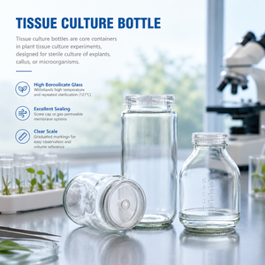Botella de vidrio Degao de 150 ml, 240 ml, 270 ml para cultivo de tejidos con tapa transpirable para laboratorios de cultivo de tejidos vegetales - Product Image 2