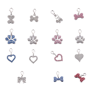PUPE Alloy Rhinestone Hang Pendant Dangle Charms With Lobster Clasp Fit Pet Collar Key Chain DIY Accessories Jewelry Making Gift - Product Image 1