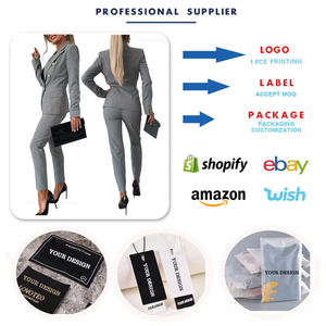 C8608 abiti da <span class=keywords><strong>donna</strong></span> alla moda abiti da ufficio Slim doppio petto Blazer e <span class=keywords><strong>pantaloni</strong></span> due pezzi Set completo formale da <span class=keywords><strong>donna</strong></span> - Product Image 4