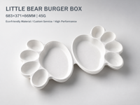Boîte à burger personnalisée de haute qualité en bagasse de canne à sucre, forme patte d'ours, 30 oz, sans PFAS, compostable, pour plats à emporter avec couvercle