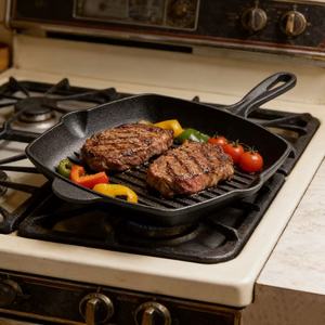 Sartén Teppanyaki <span class=keywords><strong>de</strong></span> <span class=keywords><strong>Hierro</strong></span> <span class=keywords><strong>Fundido</strong></span> Estilo Americano, Cuadrada, con Diseño Estriado, Fácil <span class=keywords><strong>de</strong></span> Limpiar, <span class=keywords><strong>para</strong></span> Asar Filetes en Casa - Product Image 5