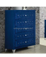 Ensembles de meubles de chambre à coucher en bois de style moderne chinois OEM, commode en tissu velours en option avec ensembles de miroirs pour les designs de lits