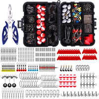 DingChi 265 pièces kit d'accessoires de pêche boîte à pêche accessoire de pêche combo crochet pivotant snap flotteur plomb plomb gabarit en métal