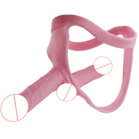 Pantalon en cuir pour femme, best-seller transfrontalier, avec double godemichet, pour le plaisir lesbien et l'insertion ludique