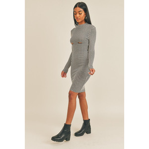 Robe moulante mi-longue à rayures tendance - Product Image 1