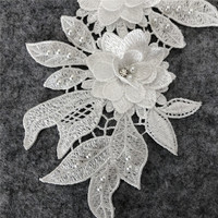 Nouvelle broderie en dentelle tridimensionnelle, col ajouré, imitation perle, autocollant en tissu, autocollant DIY, accessoires vestimentaires, vente en gros