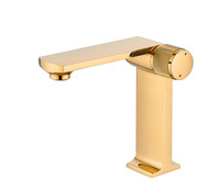 Robinet d'évier de luxe eau chaude et froide, style japonais, noir or robinet de salle de bains
