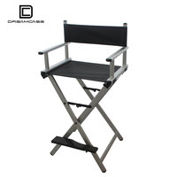 DreamCase Chaise de directeur portable pliante en aluminium Chaise de salon de coiffure et de maquillage avec appui-tête