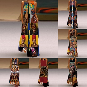 <span class=keywords><strong>Ropa</strong></span> Étnica <span class=keywords><strong>de</strong></span> Verano al por Mayor, Falda Larga para Mujer, Vestido Africano Holgado, Vestido Estampado para Mujer, Talla Grande - Product Image 2