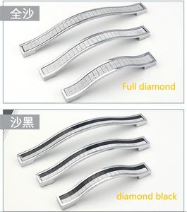 厂家直销供应现代水晶抽屉拉手简约哑光银色闪光欧式橱柜门把手 - Product Image 5
