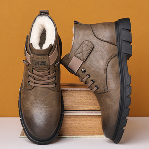 Botas de Invierno para Hombre, de Piel Auténtica, Forradas de Felpa, Antideslizantes, con Punta Redonda, Botas de Nieve - Product Image 3