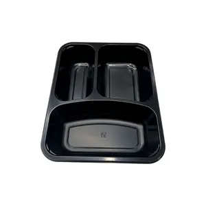 Factory Price Black Cpet Oven Food Tray Cpet Food Tray 3 Compartment Tray Prep Meal Container 227X178 No mold fee required