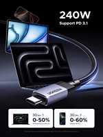 Câble USB C UGREEN 240W GEN2 10 Gbps 4K 60Hz Sortie vidéo 60Hz Charge rapide Câble de transmission de données USB3.2