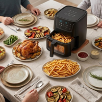 Freidora de Aire Cuadrada Premium Slim de 6L con Preajustes de Alimentos, Temporizador de 60 Minutos, Temperatura Ajustable, Ventana Visible Táctil, Freidora de Aire Doméstica