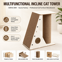 Griffoir pour chat, arbre à chat tout-en-un, en carton ondulé, pour grimper verticalement