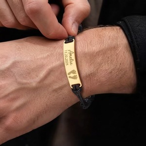 Bracciale <span class=keywords><strong>con</strong></span> Barra ID Personalizzata in Acciaio Inossidabile 316L Placcato Oro 18K PVD per Nuovo Papà, Gioielli per Famiglia, OEM/ODM Disponibile - Product Image 3