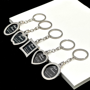 Porte-clés promotionnel avec cadre photo, anneau porte-clés, décoration, cadeaux DIY, en alliage de zinc, métal argenté, cadre photo porte-clés - Product Image 1