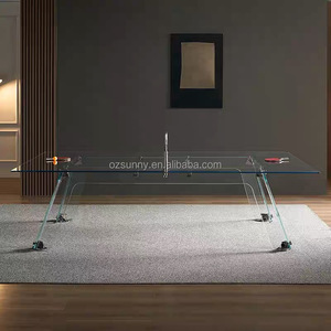 Mesa de Tenis de Mesa Deportiva de Vidrio Templado Resistente, Moderna, Multifuncional para Interiores, de Acero Inoxidable, Venta al Por Mayor, OEM, ODM - Product Image 2